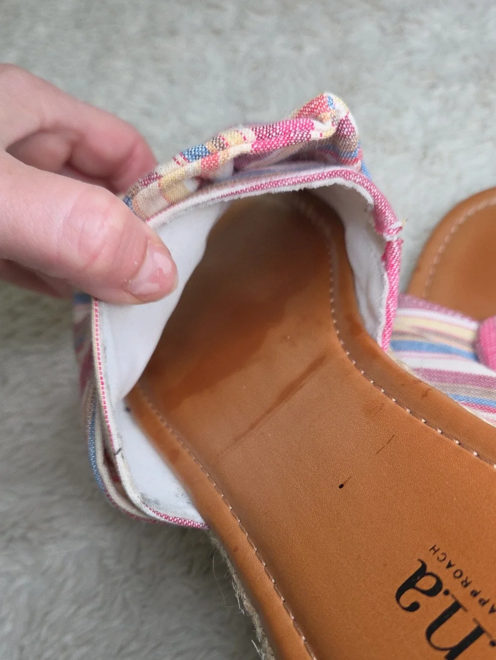 Women's A.N.A. Woven Bow Striped Sandals Slides Sz 9